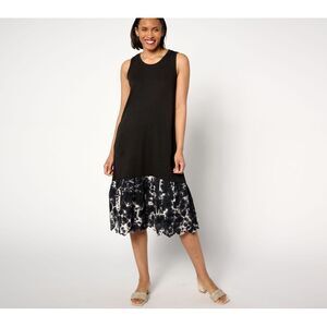 Turbie Twist Women's Dress Sz S Cotton Modal Tank w Eyelet Black A648192